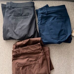 lululemon Men's Set of 3 Black, Navy, and Chocolate Chinos Pants 36 W 34 L